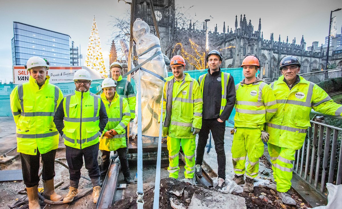 bamukandireland's tweet photo. We @bamconstructuk  have a big surprise for #Manchester to be unveiled on Monday! Great work too by @AdanaStockport  &amp; thanks to @TPALINPHOTO  &amp; @ramboll_uk  #GandhiStatueMCR https://t.co/fkxoN04ur4