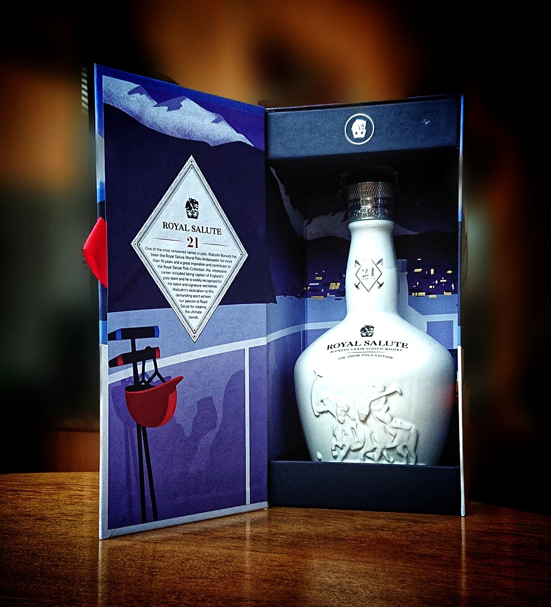 TheWhiskyWire's tweet photo. Very much looking forward to pouring and exploring the new @RoyalSalute 21 Year Old Snow Polo Edition. The brands first blended grain whisky expression. #BlendedBling #BoujeeBooze #TheGloryOfTheGrain #LetsHearItForTheBlends #ILoveItWhenADramComesTogether https://t.co/Hf2pmLOdsu