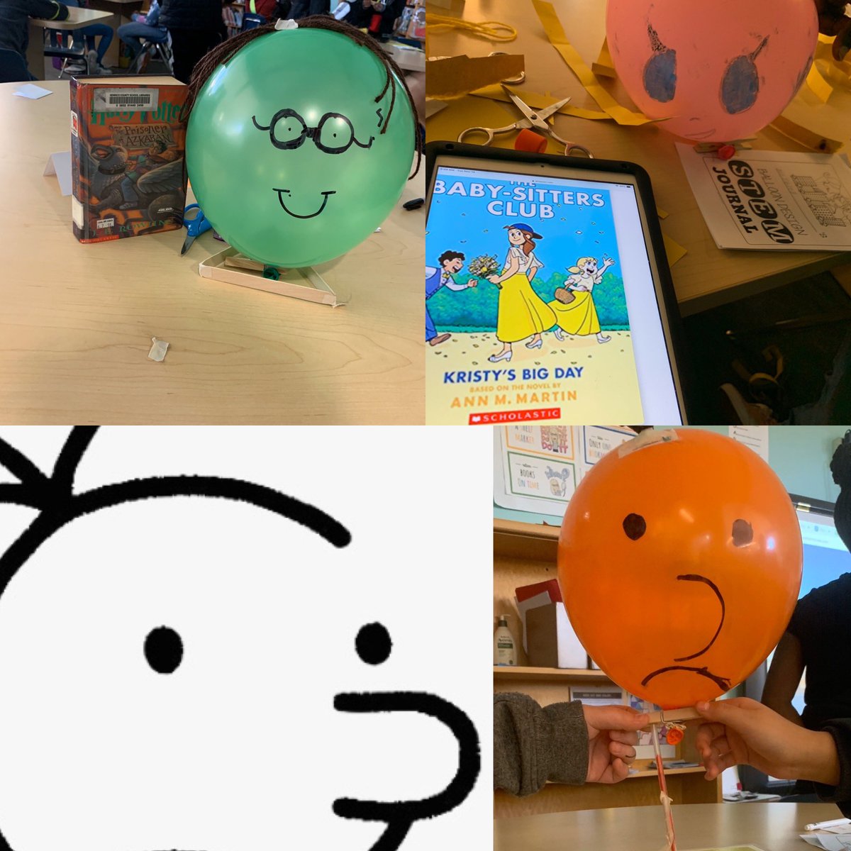 Kadieenglish's tweet image. 4th and 5th grade Ss listened to #balloonsoverbroadway and made their own balloons of book characters #collaborate #creativethinker #lifeready @HCPS_Innovates #esinnovate @FairOaksHCPS @hcpslib