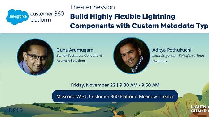 SF_Guha's tweet image. Last of @Dreamforce but we still got great sessions for you! 😃
Checkout our next session on #FlexibleLightningComponents #CustomMetadata 
#LightningChampions @SalesforceDevs @SalesforceforIT