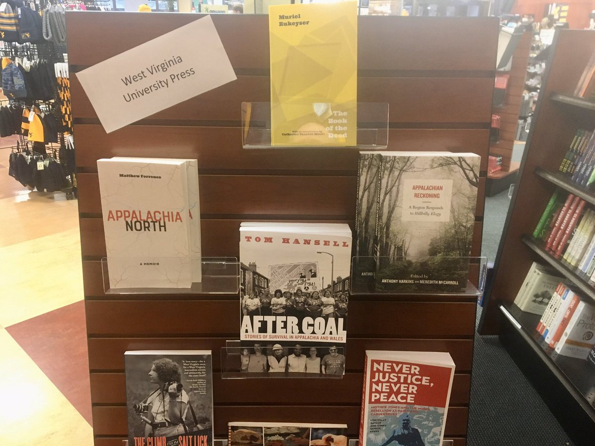 Psst, Morgantown: <a href="/WVUBookstore/">WVU Bookstore</a> just got a bunch of our books, many of them on an endcap conveniently labeled West Virginia University Press.