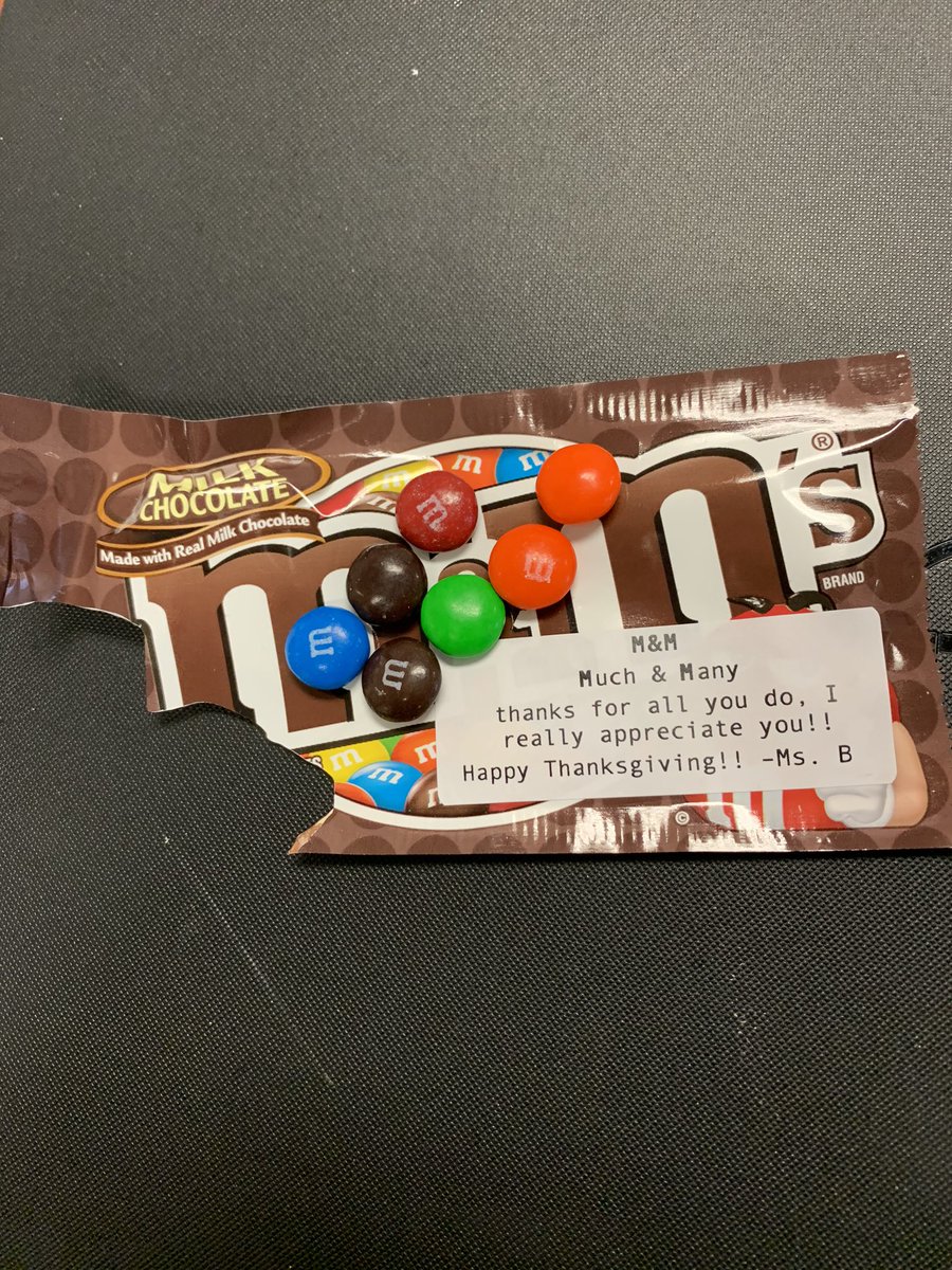 krischapman28's tweet photo. Thank you for the treat and words of appreciation Chief B! Chocolate to the rescue at 10 AM on the Friday before Thanksgiving Break! #keepingittogether #maintainingcontrol @LMESTigerNation @suptking https://t.co/RDD5Szmx1v