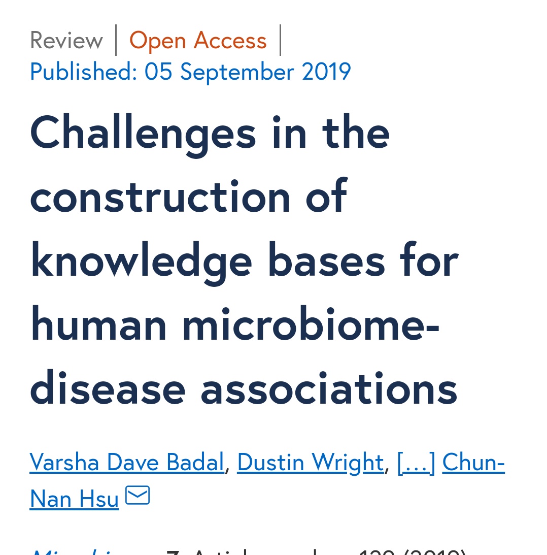 It's barely in the hypothesis generating stage, "Understanding and drawing insight from this literature to establish human microbiome-disease associations for hypothesis confirmation and generation will be critical for scientific discovery going forward".