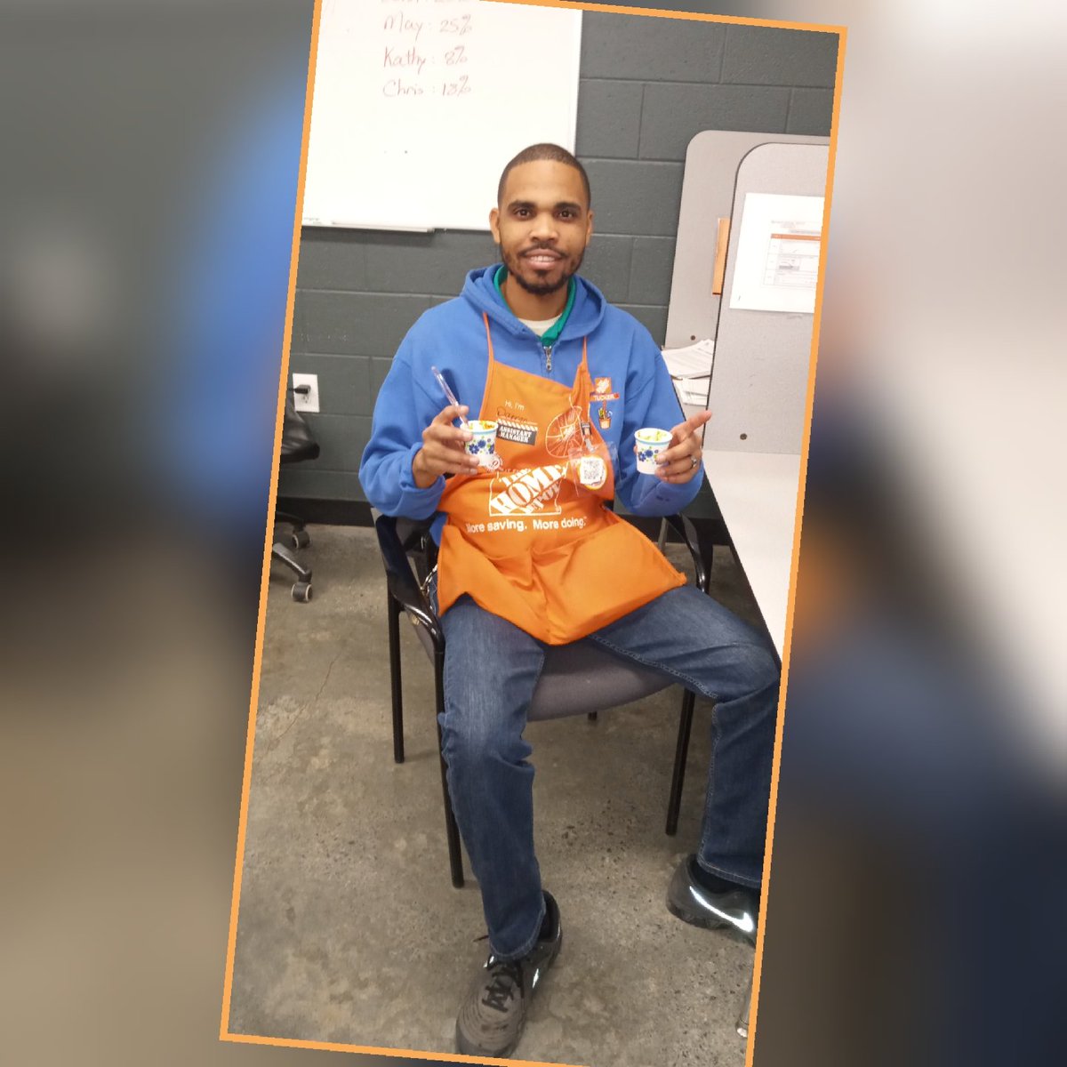 HomeDepot110's tweet photo. ASM Darren trying out the chili.. hmmmm who will he pick, stay tuned.
#store0110
#MichellevsAnthony
#cookoff
#braggingrights https://t.co/X1Ov5KsSWV