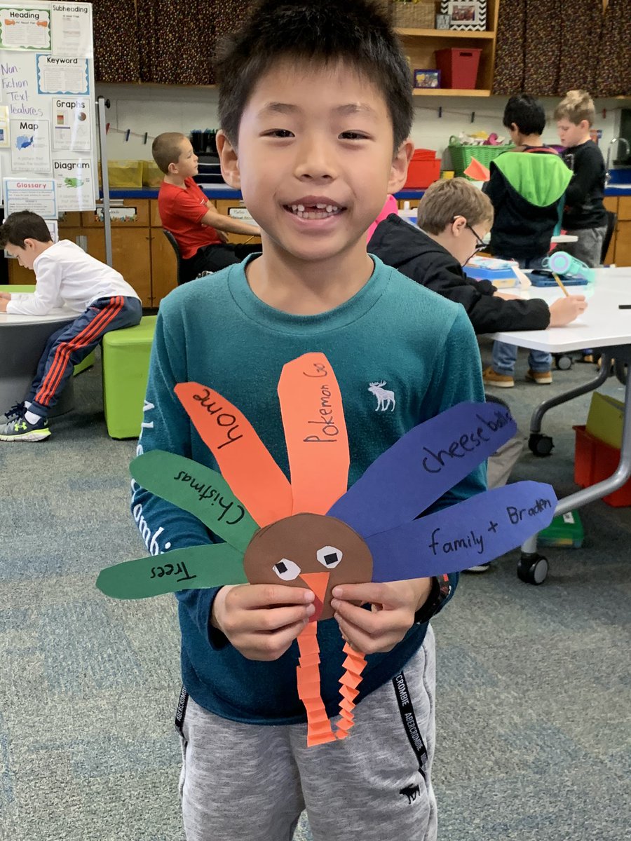 PinkHWszolek's tweet photo. This morning we got to sing Thanksgiving songs with Mr. Trevathan and make thankful turkeys! We are excited for Thanksgiving Break! https://t.co/Nh4bQVB8Nx