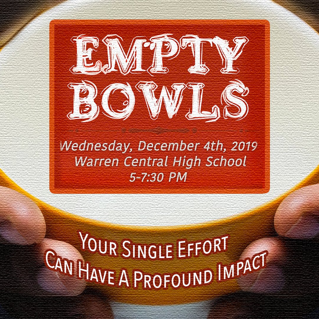 Check out <a href="/FOX59/">FOX59 News</a> live this Tuesday, 8:45am to hear more about Empty Bowls. 12/4/19 5-7:30 <a href="/WCHS_Warriors/">Warren Central HS</a> Tickets $10.00. Come buy some ART and help end hunger on the eastside.