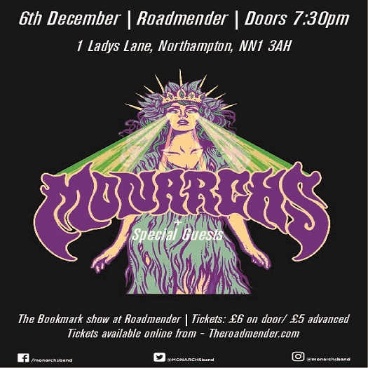 Don't miss out on tickets to see local band <a href="/MONARCHSband/">MONARCHS</a> on Friday 6th Dec: This is will be their last gig for a while!!

Special Guests: The tragic Band

Tickets bit.ly/MonarchsNpton

#roadmender #supportlocal #gigalert