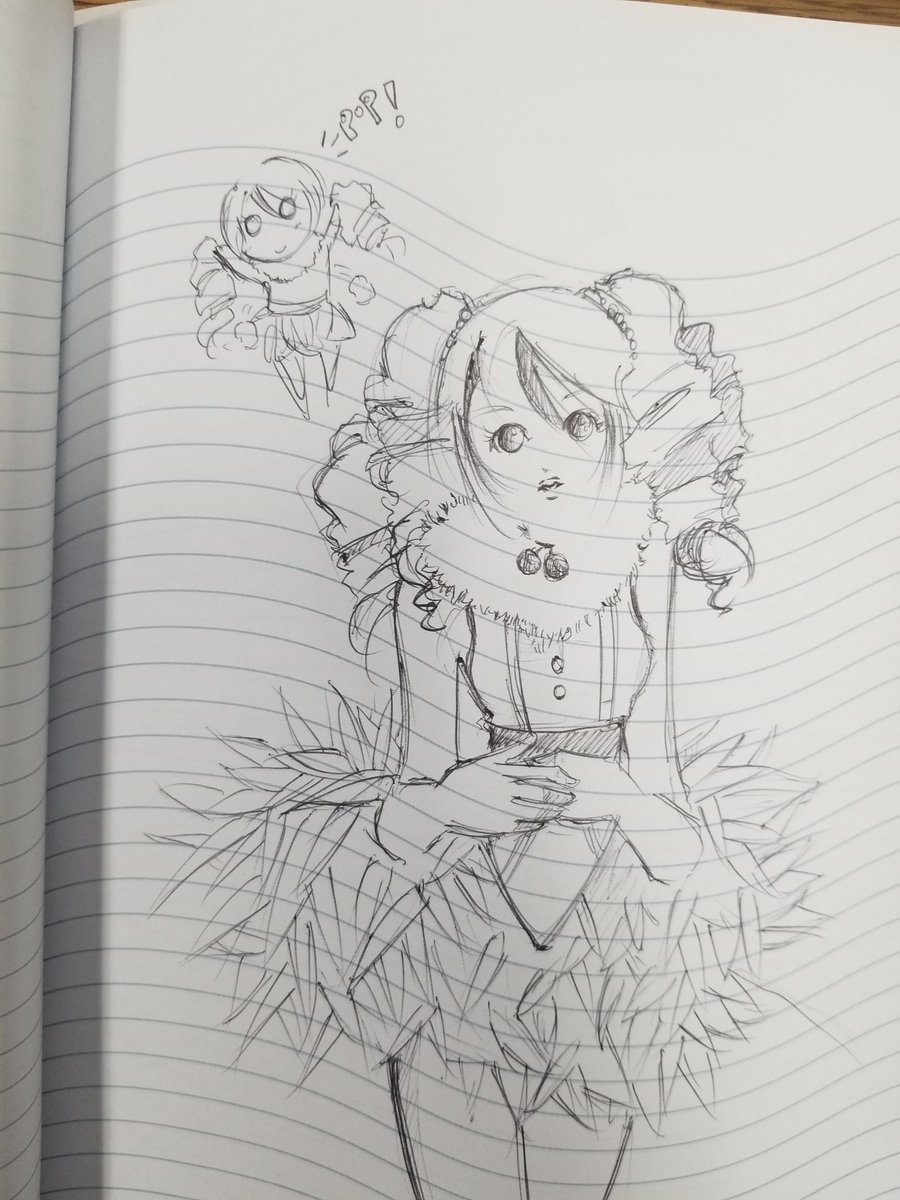 Tachiik's tweet photo. Was in a business meeting this morning and this was in my notes book....hahaha inlaughed at my own art #twintails #boringmeetings https://t.co/Skr9QWmWts