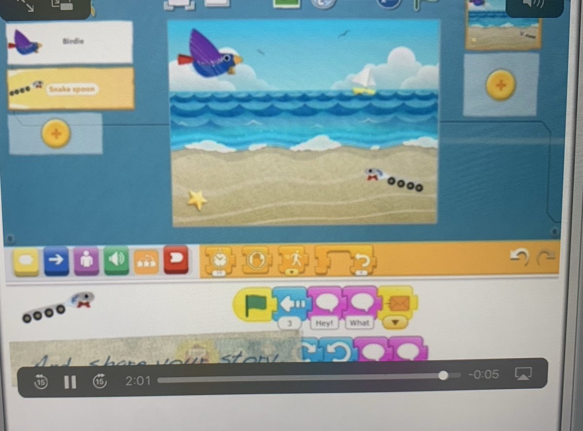 After school Maker Club @OMSMediaCenter w/<a href="/RBevelSmith/">Rebecca Bevel Smith</a> designed characters &amp; imported them into their story then animated with block coding. Try it! #CodeableCrafts <a href="/cpslearns/">CPS C&I</a>