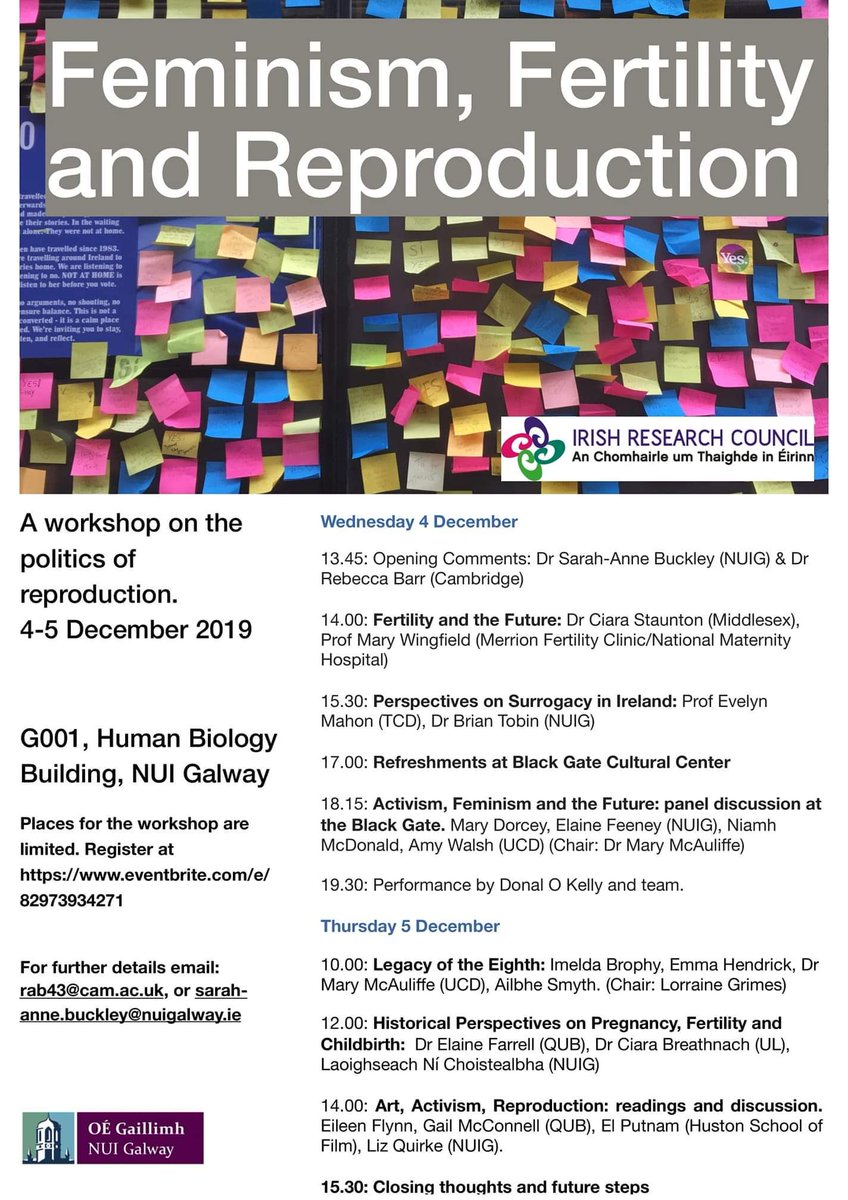 Looks like a very interesting event. Delighted to promote it. All welcome to attebd. Register here eventbrite.com/e/82973934271 #feminism #fertility #reproductivehealth #LoveIrishResearch