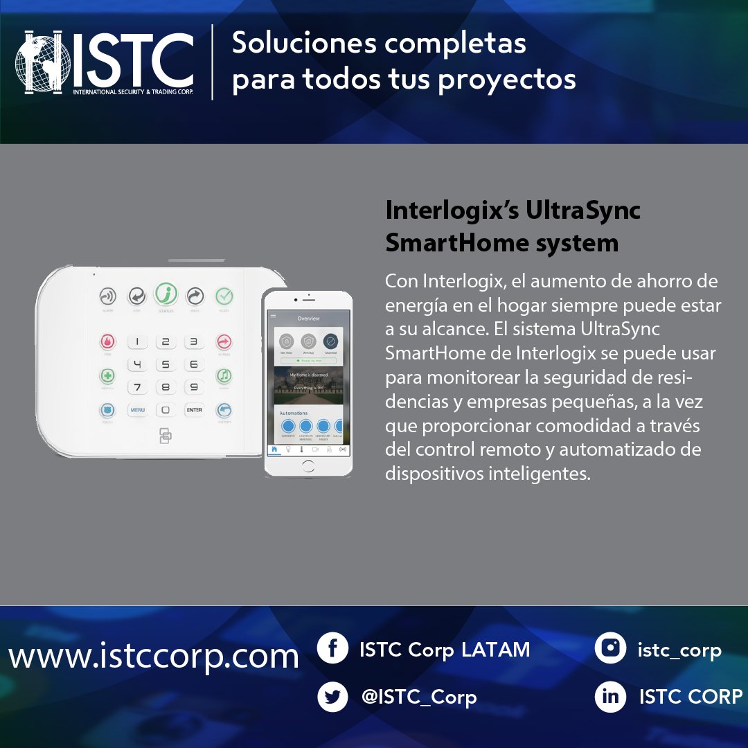 ISTC_Corp's tweet image. El sisistema de #Interlogix cuenta con un centro de control que se comunica con los sensores de seguridad y protección de la vida mediante un protocolo inalámbrico patentado y con dispositivos inteligentes, interruptores y salidas que utilizan las tecnologías Z-Wave® y Wi-Fi®.