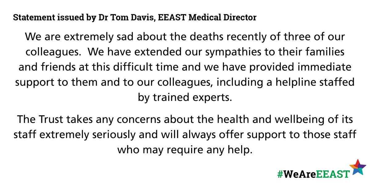 Thank you for all the messages of support following the sad news about our colleagues recently. If you’re struggling, or know someone who is, please reach out – help is available.