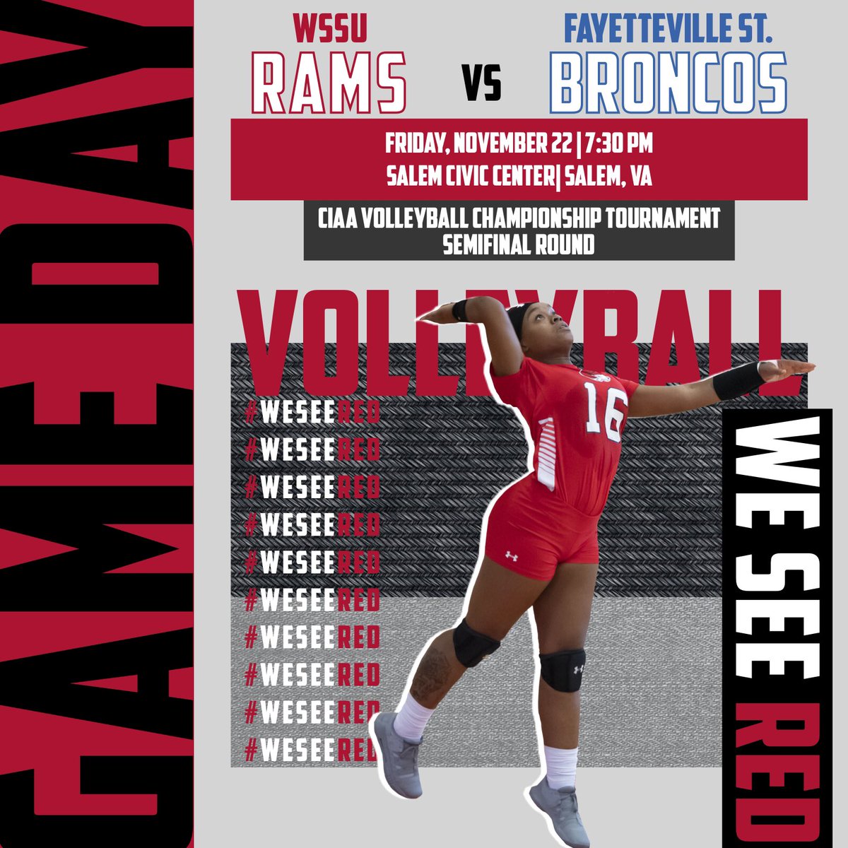 Good luck  to our Volleyball team as they compete in the semifinal round of the CIAA Volleyball Championship Tournament! 🏐