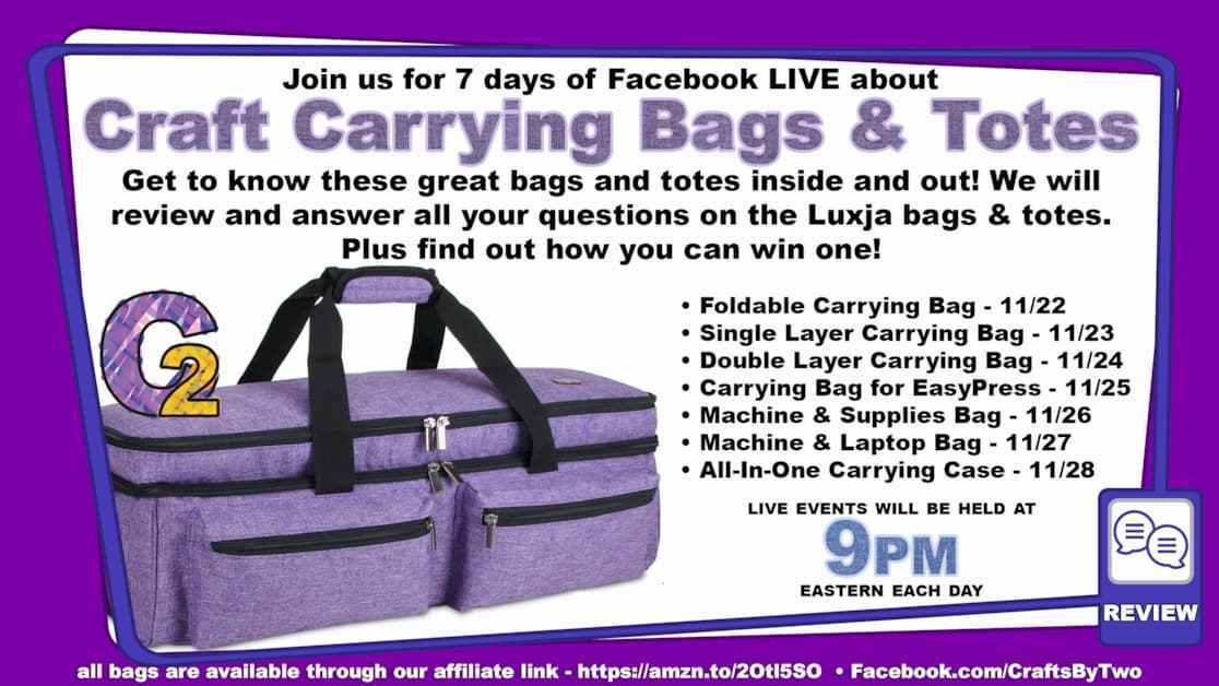CraftsByTwo's tweet image. Luxja Craft Carrying Bags &amp;amp; Totes - Reviews and Giveaways - bit.ly/2qtfSCC Our friends at Luxja have shared their craft bags and totes with us. Join over the next seven days for reviews and see how you could win...