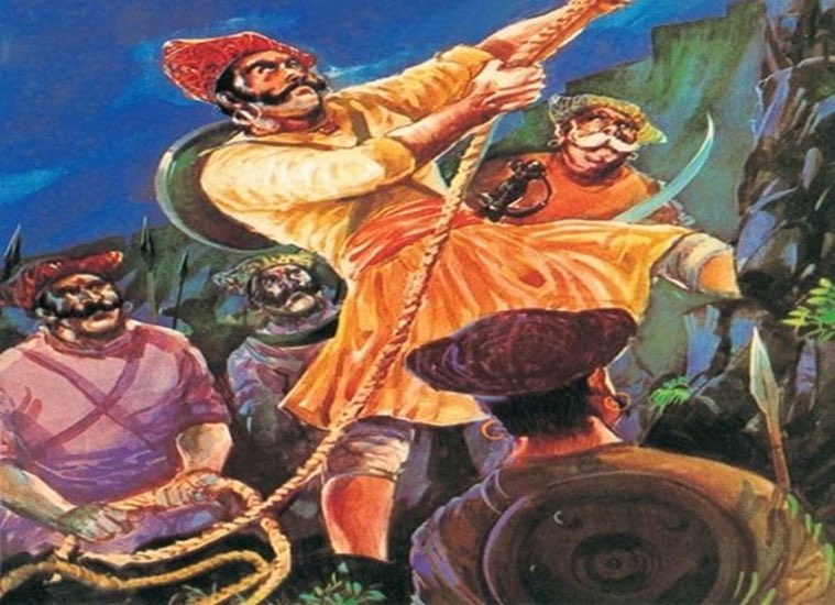 that the 700 troops who had been left at the bottom of the fort when the battle began had managed to breach the defense and force entry. They were led by Suryaji,Tanaji's brother. In the fierce battle that continued, the Mughal commander was slain, and the entire garrison routed.