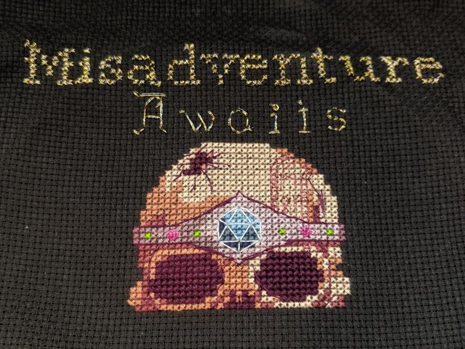  @TheJenya is also an amazing illustrator and it was her logo from d20 Dames that I used for some cross-stitches earlier this year.You can also find her illustrations in Vol. 1 of  #UncagedAnthology alongside  @KatKruger's 'The Wild Hunt' adventure.