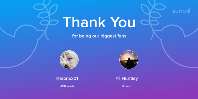 Our biggest fans this week: leonxx01, IiHuntley. Thank you! via https://t.co/qX3stj4XYY https://t.co