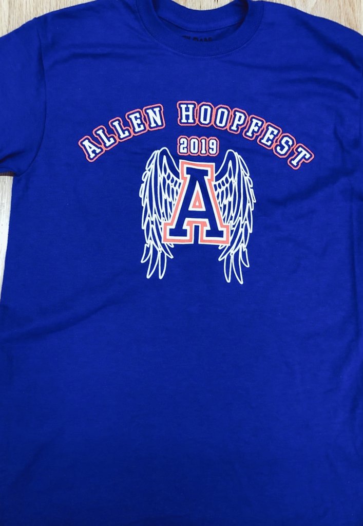 Dont forget to purchase your 2019 Allen Hoopfest T-shirts. Being sold at the ticket table at Allen Hs.