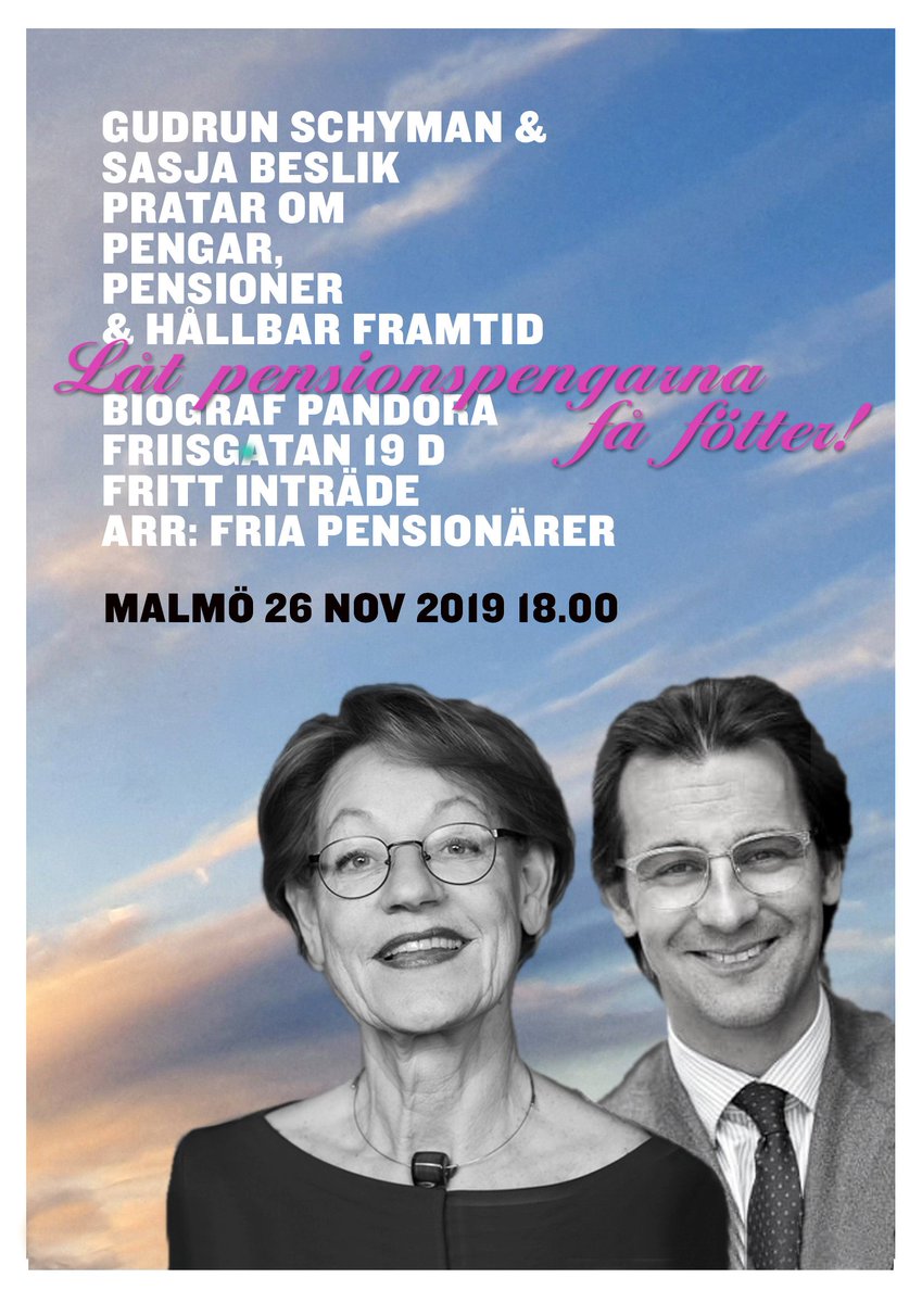 På tisdag i Malmö, om hur vi ska få pensionspengarna att arbeta för omställning.  Välkomna! 