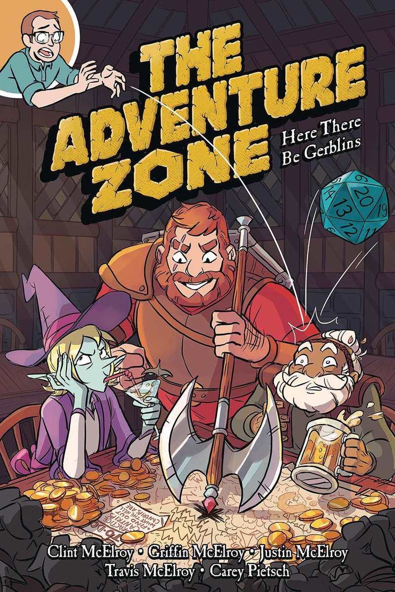 60. THE ADVENTURE ZONE: HERE THERE BE GERBLINS!and MURDER ON THE ROCKPORT LIMITED!By  @DocCurm,  @griffinmcelroy,  @JustinMcElroy,  @travismcelroy,  @careydraws,  @whoatess,  @megthebrennan and  @niki_smith An absolute must for TAZ fans and those who want a fun D&D adventure