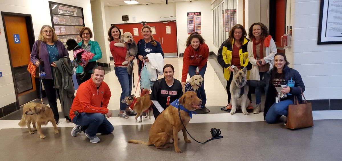 QOHSCounseling's tweet photo. Were you able to stop by during lunch to meet our Pawfect visitors?!

#NoPuparraziplease #PawsitivityonARuffDay
#DontStopRetrieving 

@mselzaQOHS
@QOHSPrin_Thomas @QuinceOrchardHS @nancjim @QOHealthPE @MCPSCounseling https://t.co/MBNtiJkNuS