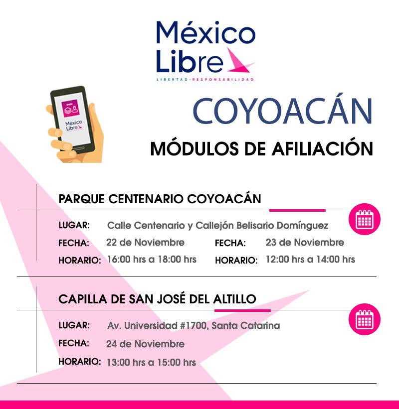 dafnemarenco's tweet photo. ¿Cómo van en su indignación política? Para tener voz y voto como ciudadanos necesitamos la única opción legal que nos represente: @MexLibre_ partido de oposición ciudadana ACTIVO y ocupado en retomar el rumbo del país. AFÍLIATE HOY! #Coyoacán @FelipeCalderon https://t.co/6N4nYQm6ZR