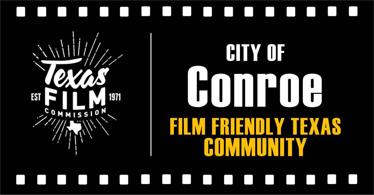 Congratulations, @CityofConroe, on earning the Film Friendly Texas Community designation from @TexasFilmComm & joining 130+ Texas communities that receive ongoing training on media industry standards, best practices & how to effectively accommodate on-location filming.