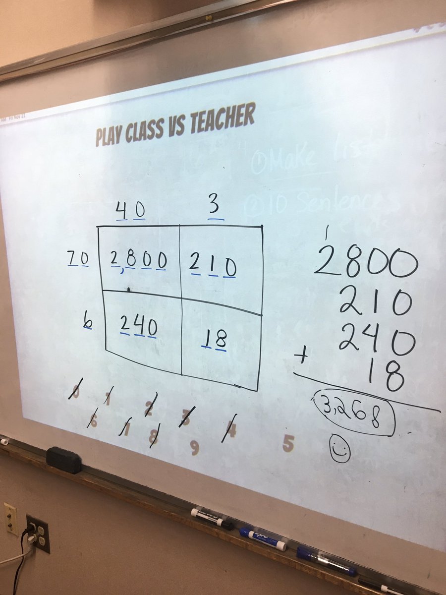 Lincoln4F's tweet photo. I both love and hate losing a game of Class VS. Teacher🙂🙃#SplitAreaModel https://t.co/ctiwpWcMv3