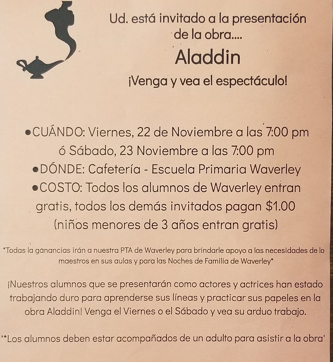 Come out this weekend to support our Waverley students as they perform the Aladdin show presented by the MET! <a href="/FCPSWaverley/">Waverley Elementary School</a> <a href="/MDEnsemble/">Maryland Ensemble Theatre</a>