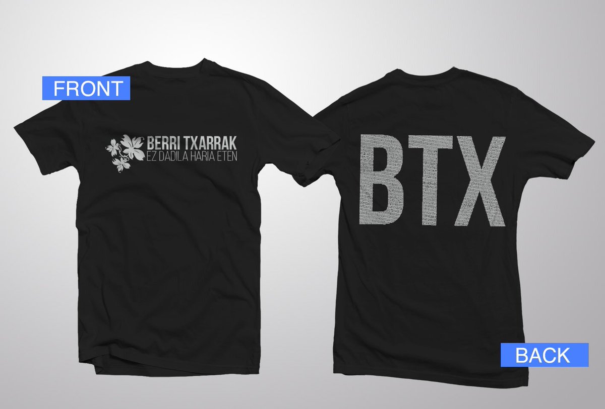 berritxarrak's tweet photo. Kamiseta berri honetan, BTX-en ibilbideko kontzertu guztiak agertzen dira idatzita.
#ezdadilahariaeten #IkusiArteBTX #BTXarenamerch https://t.co/v8K8D3vTgI