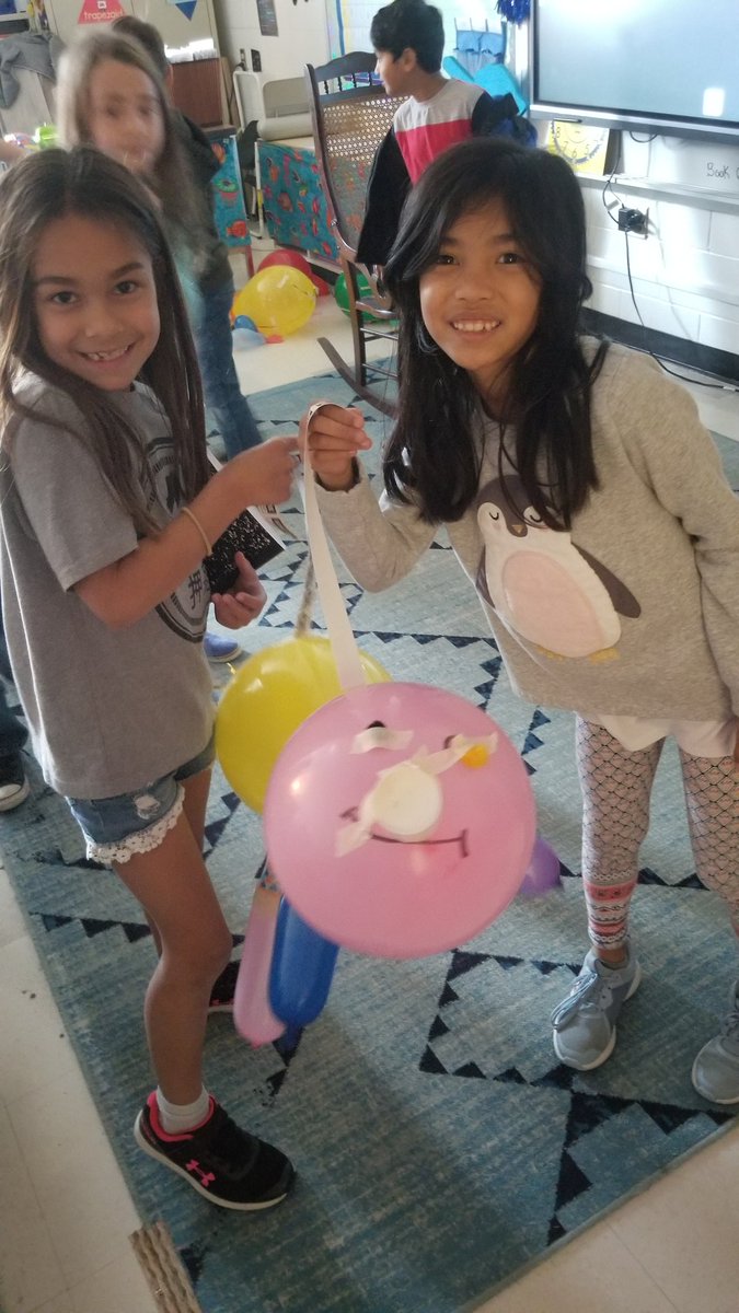 CFESMsLove's tweet photo. Using the #5Cs to put Balloons Over Broadway at The Farm. So impressed by this groups creativity and grit. Balloons popped &amp; they figured out solutions. Thanks for lending a helping lung @bowmantjvmi and Mr. Sandoval. @cfescolts @VBGifted #coltspride #funfriday #innovation #STEM https://t.co/iNuAcKpXRU