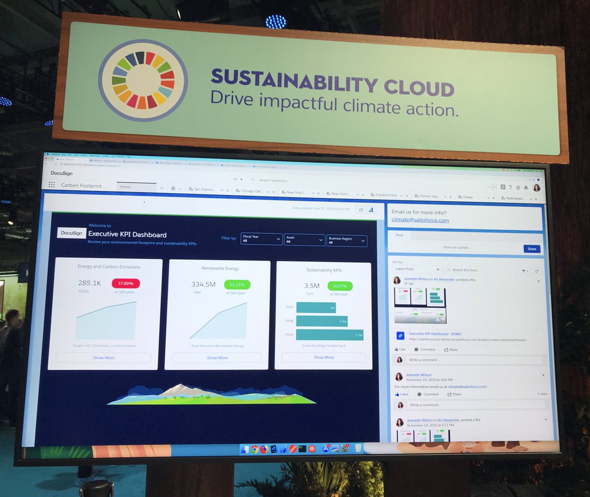 karahugglestone's tweet photo. Kudos @salesforce Sustainability Cloud and @CostaSunglasses!Discarded fishing nets are 4x more harmful than the other types of plastic combined! 💚 that Costa is upcycling plastic pellets from old nets into chic sunglasses... 💙🌎🕶 #dreamforce19 #savetheplanet https://t.co/ZWnipiFHXB