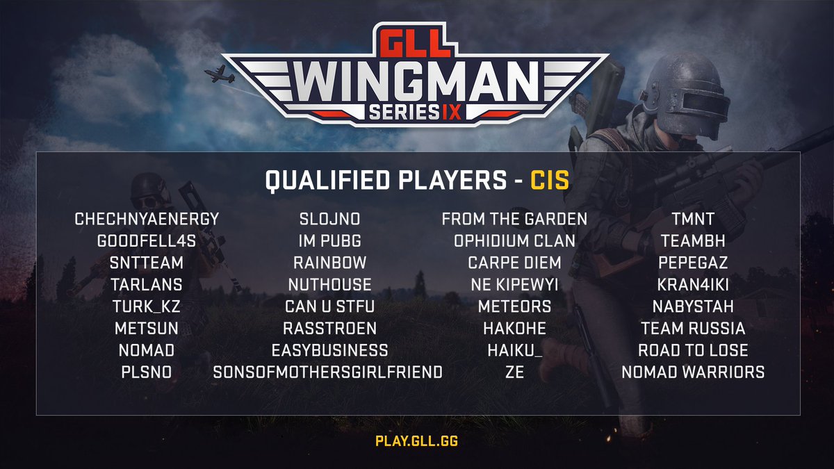 Strydagg's tweet photo. Here is the list for all the teams that qualified to the league stage of #Wingman IX from every region:
#GLL #PUBG https://t.co/mREn9eBO62