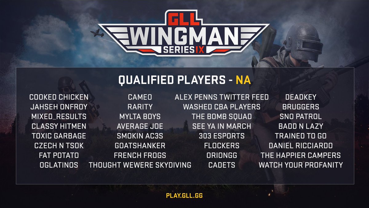 Strydagg's tweet photo. Here is the list for all the teams that qualified to the league stage of #Wingman IX from every region:
#GLL #PUBG https://t.co/mREn9eBO62