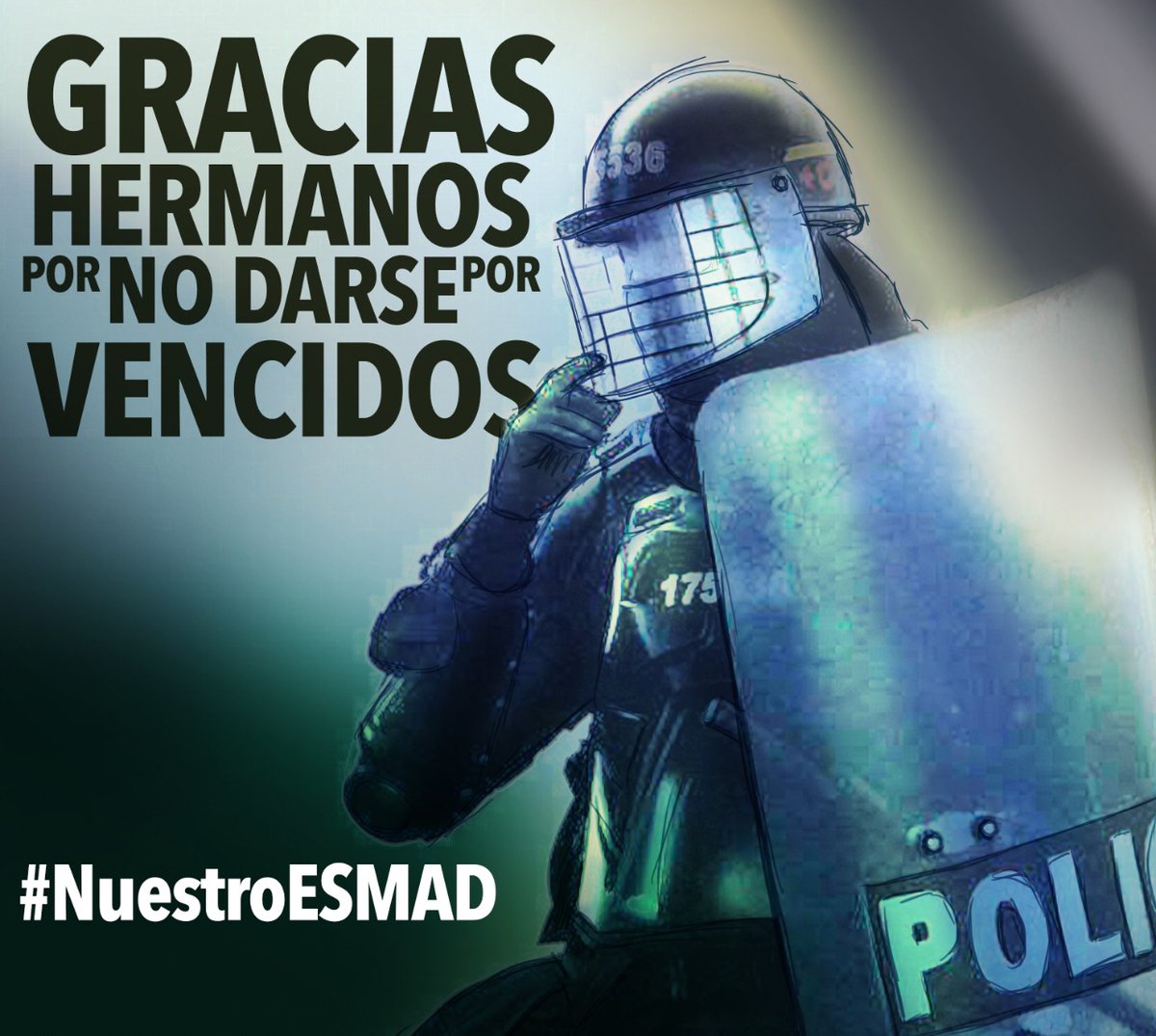PoliciaColombia's tweet photo. Gracias hermanos, su esfuerzo nunca será en vano. #NuestroESMAD https://t.co/JhXowhVCSq