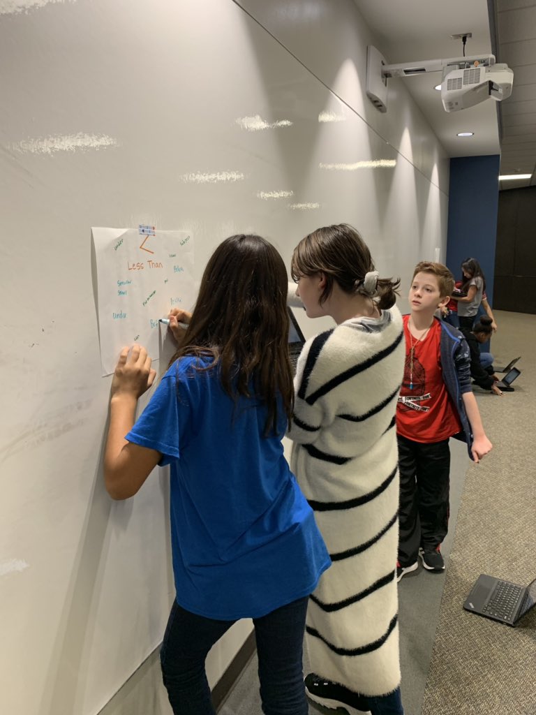 LSmithKISD's tweet image. “🛑 COLLABORATE &amp;amp; 👂” Finding words to help us write inequalities. #sixthgrademathrocks #hildehasheart