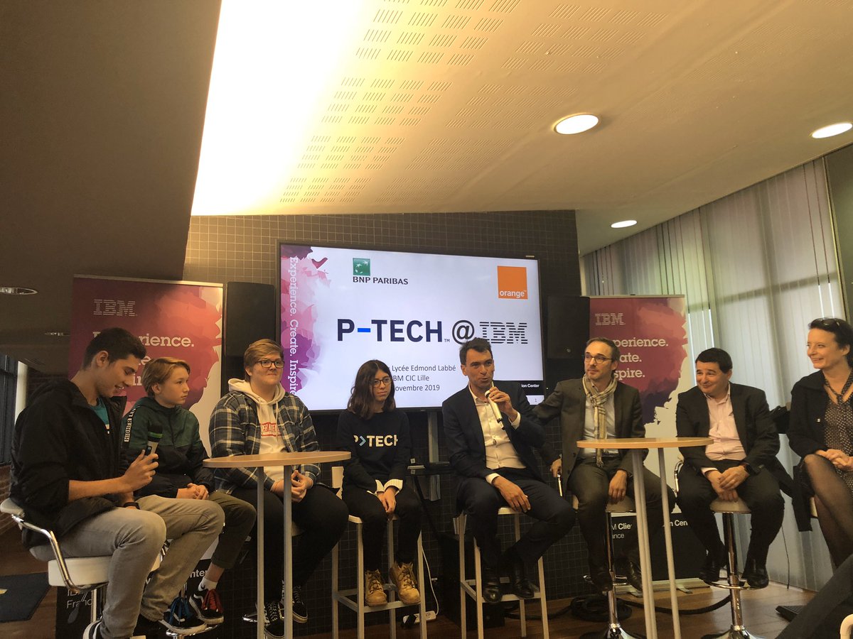 Sdurupt's tweet image. Les éléves de la classe #Ptech du @LyceeLabbe de Douai en visite chez IBM échangent avec les entreprises partenaires du programme #PTech : @nsekkaki @IBM_France @orange @BNPParibas en présence de @xavierbertrand Président de la région @hautsdefrance #WeArePtech
