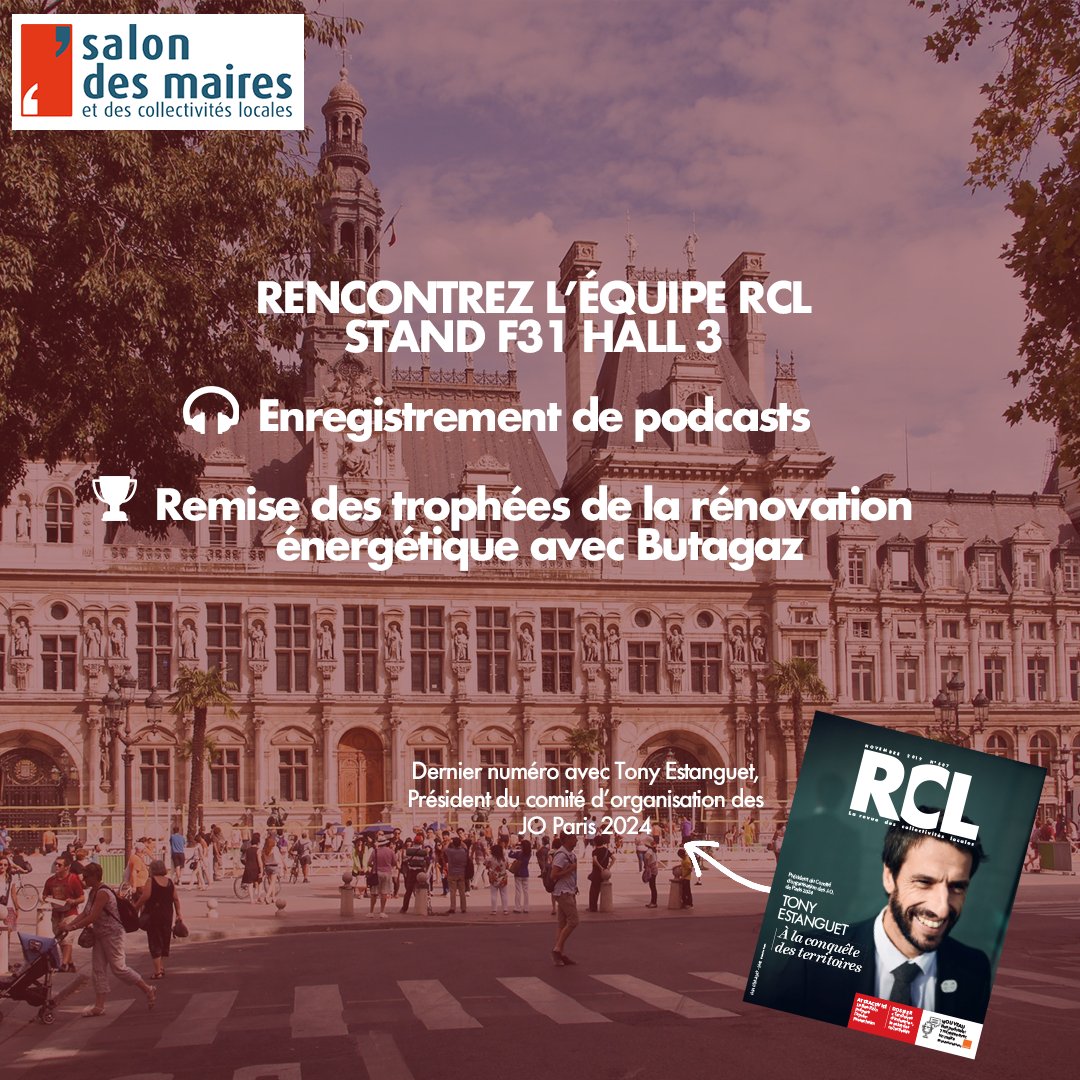 Collectivites_L's tweet photo. Retrouvez l’équipe RCL au @salondesmaires du 19 au 21 Novembre, Hall 3 Stand F31.

Enregistrez votre podcast #7minutesavecunmaire et découvrez notre dernier numéro avec @TonyESTANGUET

Venez aussi participer aux événements de nos partenaires ⬇️⬇️⬇️ https://t.co/1kngwss0hq