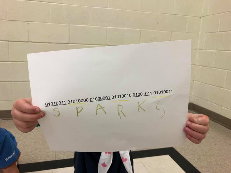 GGCOrangeville's tweet photo. 2nd #Orangeville #Sparks exploring binary code with the new @girlguidesofcan #DigitalDefenders challenge. Making initial bracelets and decoding messages. Fun and informative! @girlguidesonnv @BlackBerry @JillZelmanovits #ExperimentandCreate #DesignSpace #STEM https://t.co/RHqBHhFClK