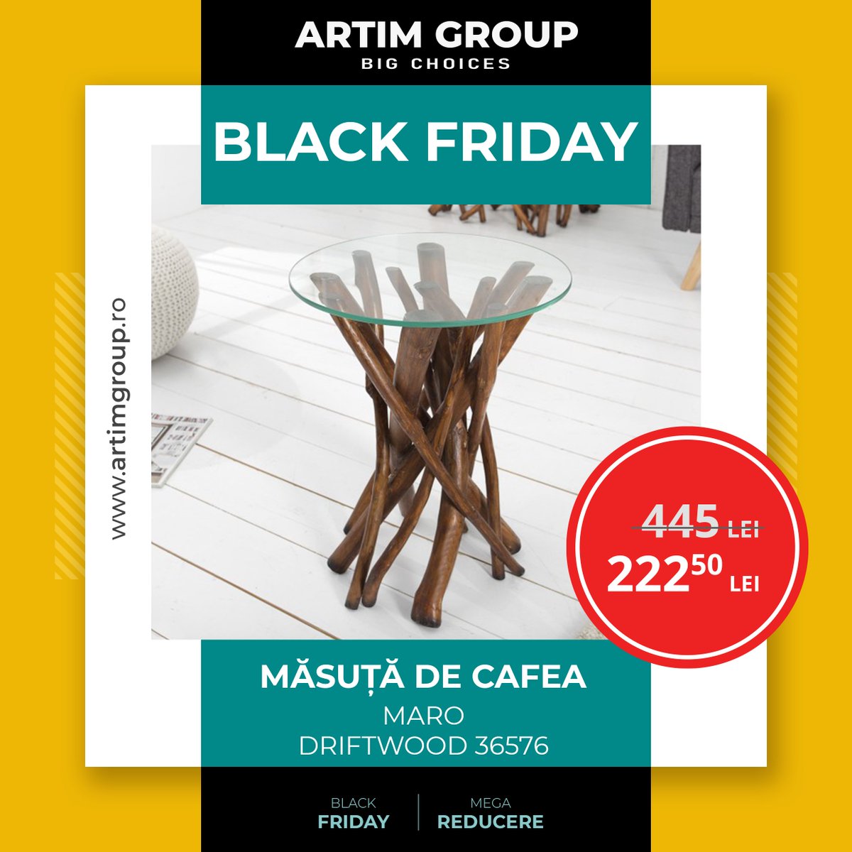 ArtimGroup's tweet photo. Black Friday e acum!🤩
Masuta de cafea Driftwood cu un design rustic exceptional acum la un super pret!👀
O gasesti aici: https://t.co/lStiKPGdVN

#masuta #cafea #mobila #rustic #lemn #retro https://t.co/580teLrlMW