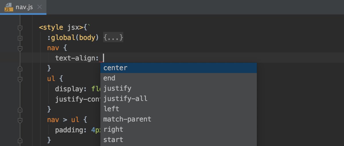 JetBrains WebStorm on Twitter: "Need to build apps with Next.js and use styled-jsx? Install the Styled Components and Styled JSX plugin to get code completion for CSS in your components: https://t.co/PUGV2uLtzZ https://t.co/GnX8TFP4H9" / JetBrains WebStorm on Twitter: "Need to build apps with Next.js and use styled-jsx? Install the Styled Components and Styled JSX plugin to get code completion for CSS in your components: https://t.co/PUGV2uLtzZ https://t.co/GnX8TFP4H9" /