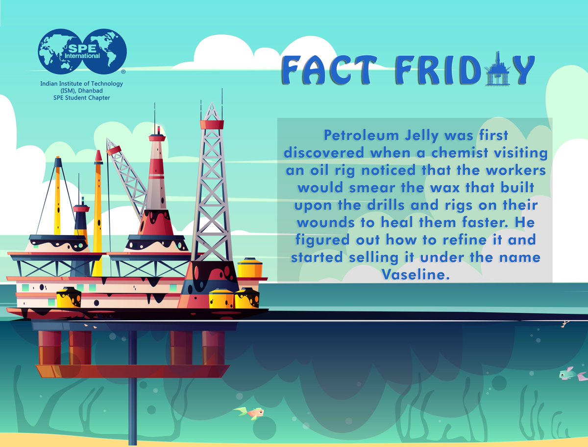 SPEISMSC's tweet photo. SPE IIT (ISM) Student Chapter presents a series of interesting trivia and anecdotes under the title "Fact Friday". So tune on to our page every Friday to get your mind blown away and explore the unheard territories of the E&amp;P industry.

#WeAreSPE
#FactFriday https://t.co/Tj51nFZ5ew