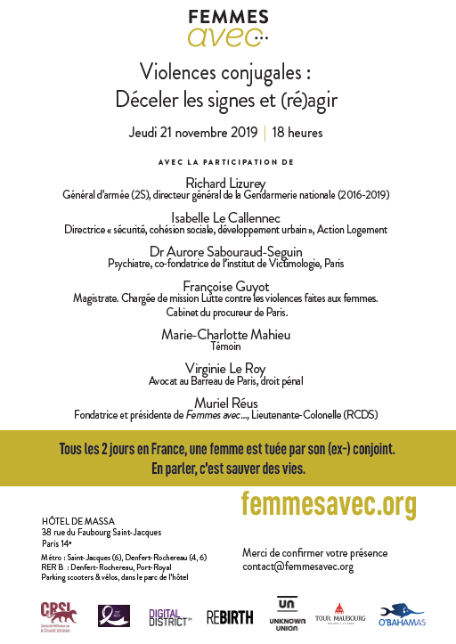 lefevreg's tweet photo. #Sécurité #Société Le Centre de Réflexion sur la Sécurité Intérieure #CRSI soutient et participera au débat du 21 novembre 2019 organisée par #FemmesAvec sur le thème "#Violencesconjugales: Déceler les signes et (ré)agir" Inscriptions ici : contact@femmesavec.org @CRSI_Paris https://t.co/0JF3NvYJBt