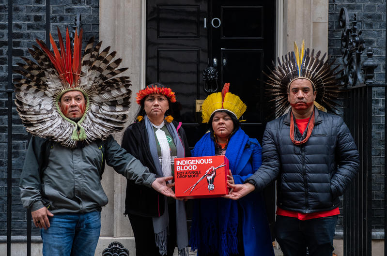 Today, Indigenous leaders from Brazil were at 10 Downing Street and handed in a letter, and a petition - signed by over 200,000 people - calling on the UK government to pause trade talks with Brazil until the Amazon and its people are protected.