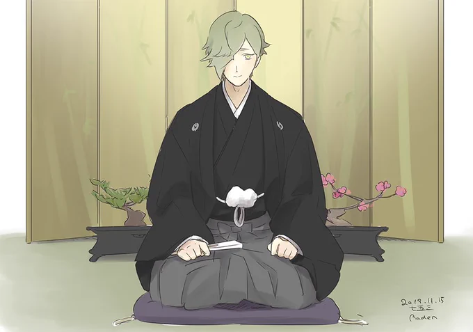 #鶯丸版深夜のお絵描き60分一本勝負
お題:七五三
もうすぐ五年のお祝い? 