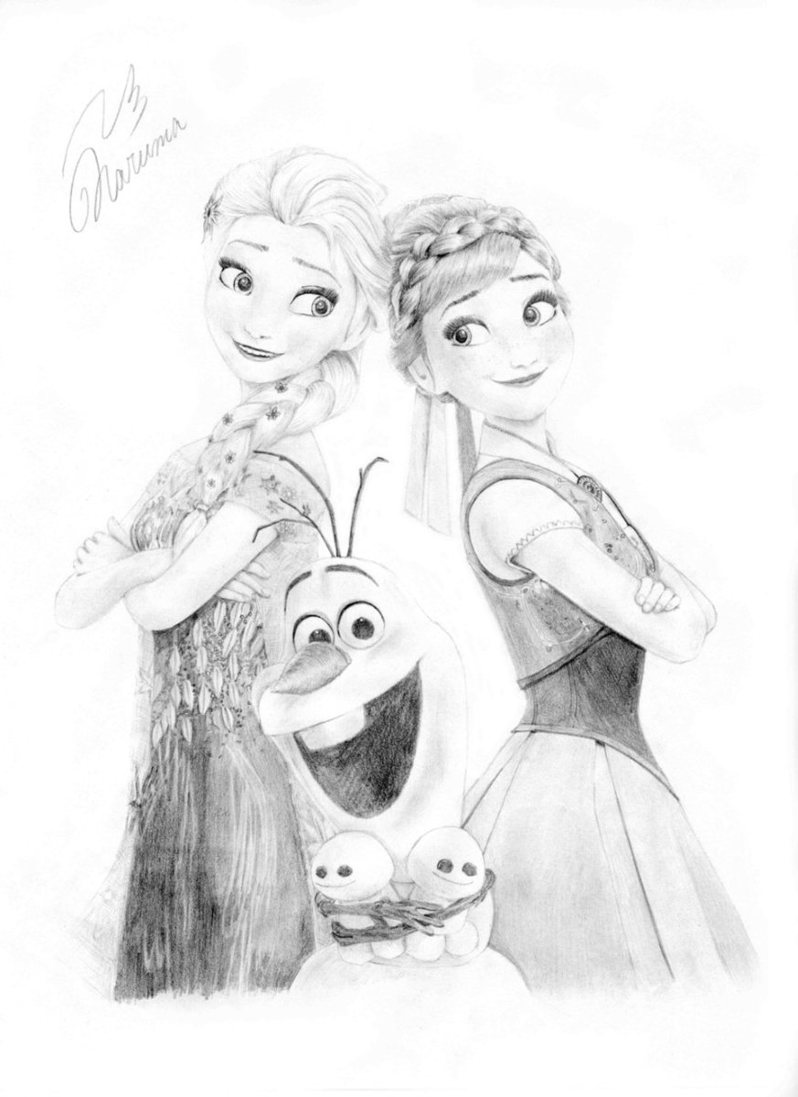 昔描いたアナ雪 Frozenfever のデッサン模写 髪だけですごい時間かかった アナ雪 Frozen デッ Superjupiter
