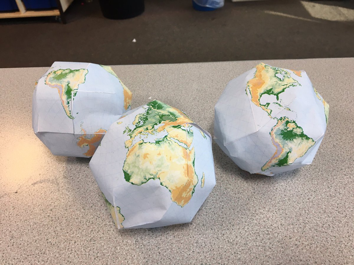 Joshgraphy's tweet photo. Another enthusiastic Worldwide Geography club this week @WilliamHulmes with students making models of the Earth and volcanoes!! Students weren’t sure if pronouncing or folding the Rhombicuboctahedron was the like difficult task 😂 outstanding cutting and sticking all round https://t.co/zlFoO7wL2Y