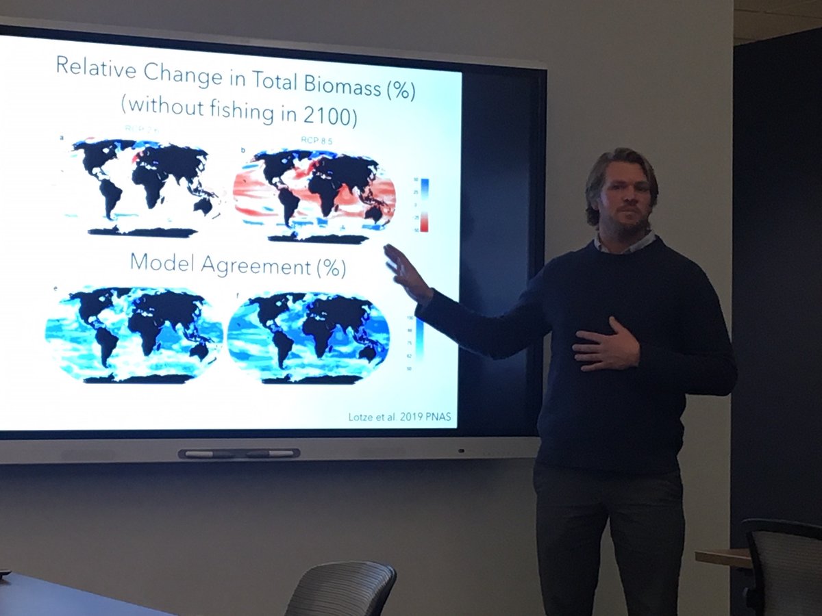 marineinstitute's tweet photo. Great discussions at Dr. Tyler Eddy's @tyzissou #ResearchWeek2019 talk yesterday on whether we have the capacity to adapt to our changing oceans. @MemorialU https://t.co/Kd9pEnqLty