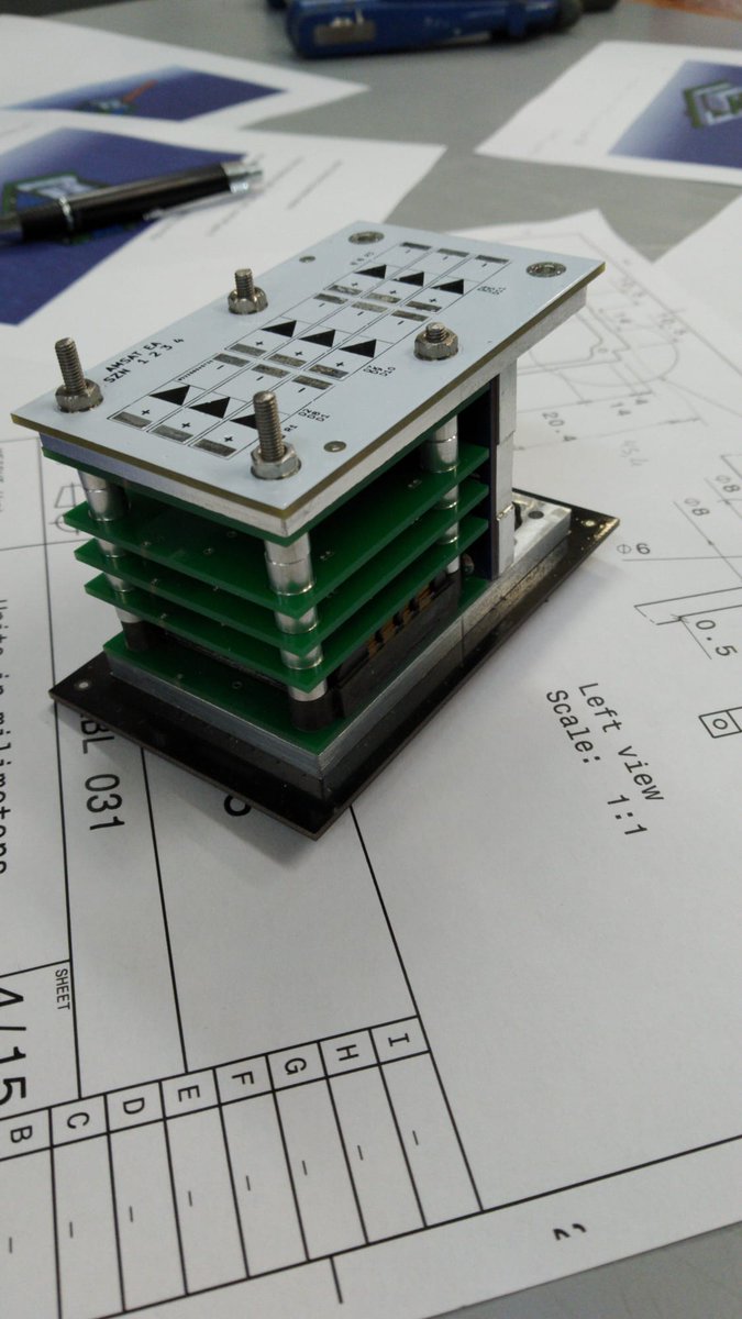 ea4gqs's tweet photo. @AmsatSpain GENESIS picosat prototype assembly in Madrid #amsat #hamradio @ure_es https://t.co/9PD0W1hIBy