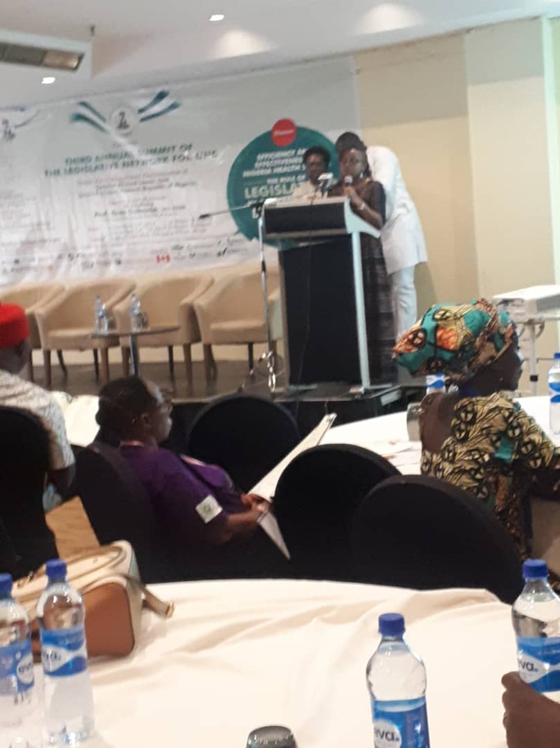 HSCLimited's tweet photo. Onyeka Ojogwu @Onyi08  making a presentation on the Strategic Framework for the National Legislative Health Agenda at the ongoing third Annual Summit of the Legislative Network for #UHC 
#TimeToWalkTheTalk! https://t.co/1VhYNiYibk